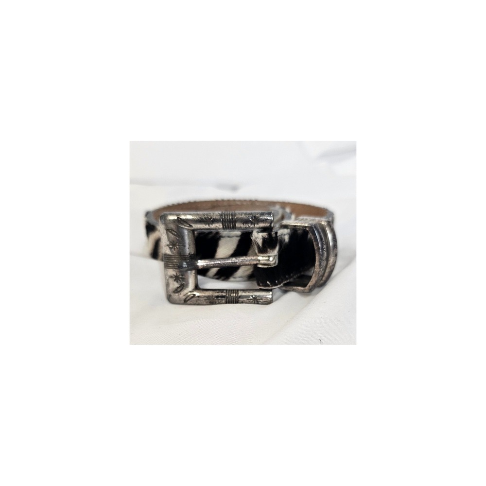 Streets Ahead Zebra Calf Hair Western Belt Silver Starburst Buckle 10825 USA